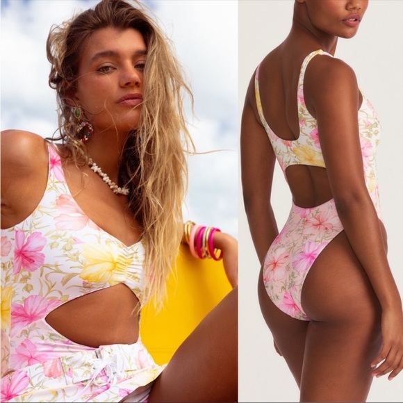 Hurley Other - Love Shack Fancy X Hurley Hibiscus Cheeky One Piece Swim Suit Floral Cut…